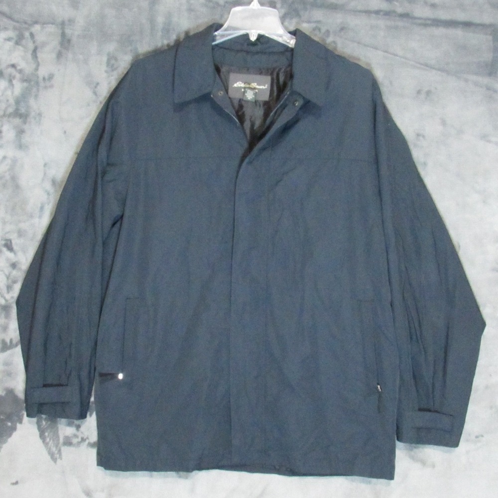 Eddie Bauer Jacket Mens XL Tall Navy Blue Excellent Lightweight Zip Windbreaker